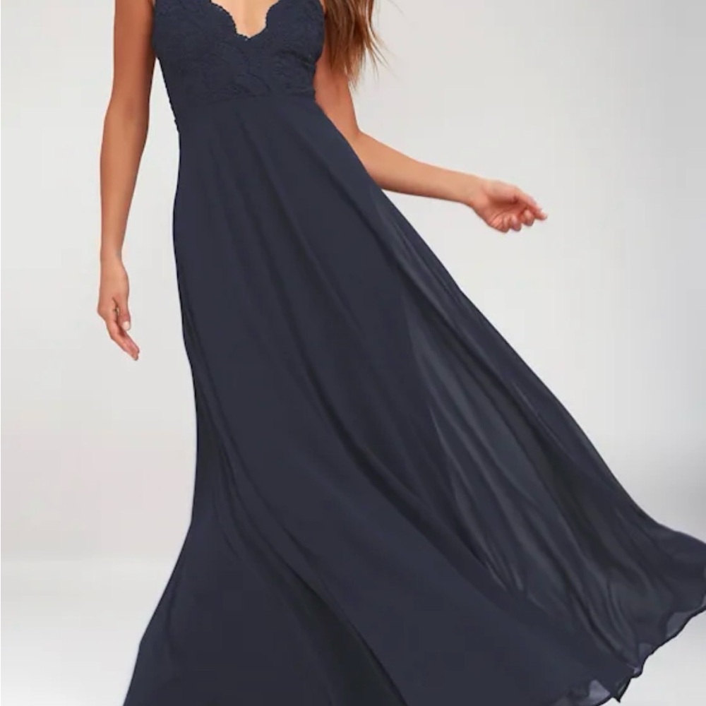 Madalyn Navy Blue Lace Maxi Dress